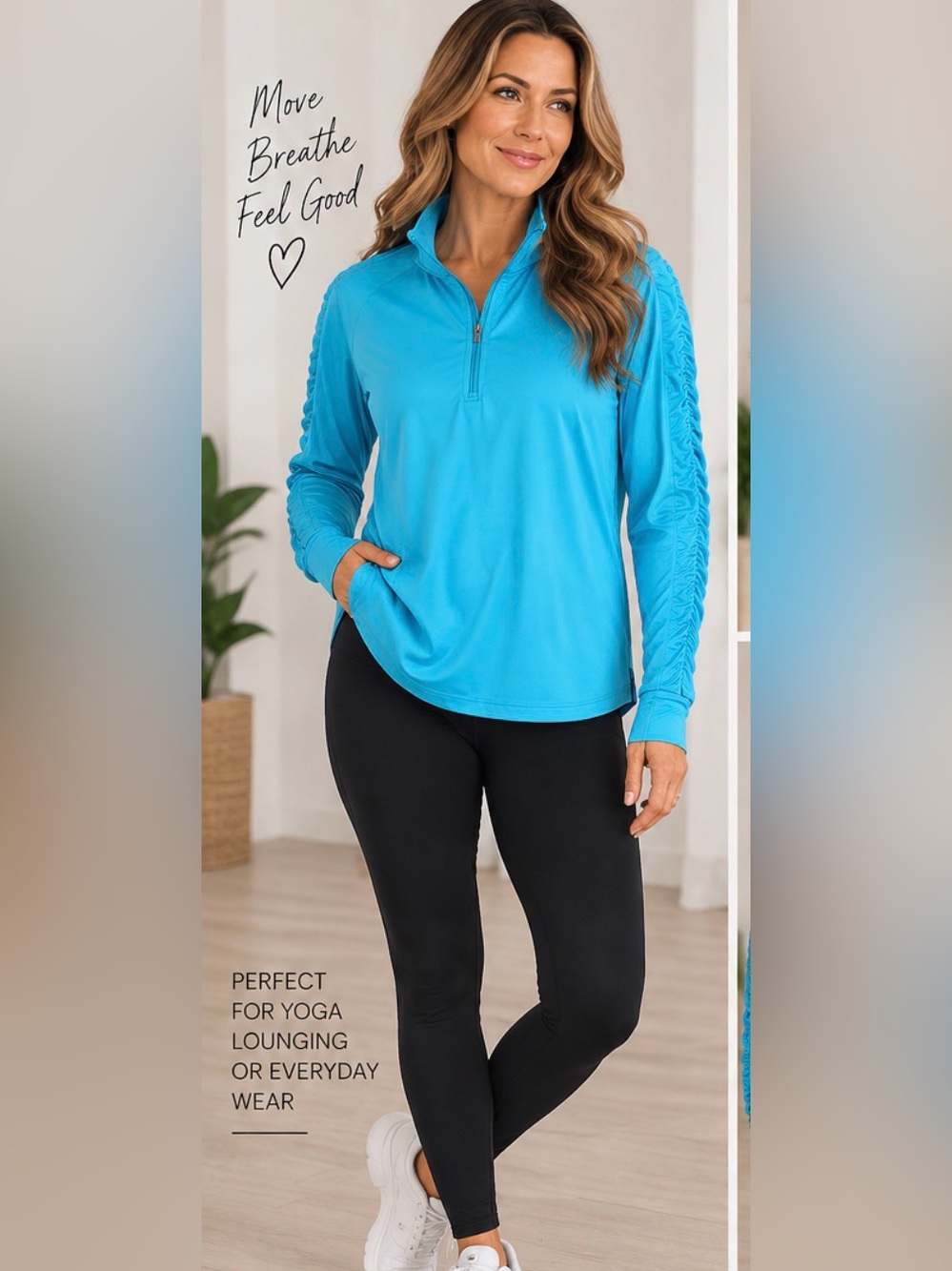 TTP 21 inches with stretch length 26 inches turquoise pull pull over with zipper